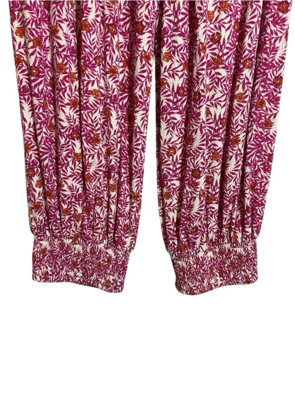 Anthropologie Pink White Abstract Floral Boho Joggers Size Large - Picture 3 of 7